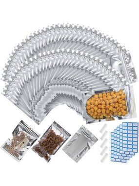 500-Pack Resealable Mylar Bags 3.5"x5.5" Stand Up Pouches for Food Storage